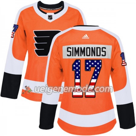 Dame Eishockey Philadelphia Flyers Trikot Wayne Simmonds 17 Adidas 2017-2018 Orange USA Flag Fashion Authentic